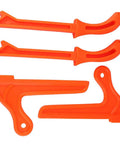 Bright Orange Safety Push Stick Set For Table Saw And Band Saw Ergonomic Handles 4 Pack Workhorse For Woodworking Carpentry Tools Jointer Router Table And Accessories, showing four bright orange push sticks with ergonomic handles for safe woodworking.