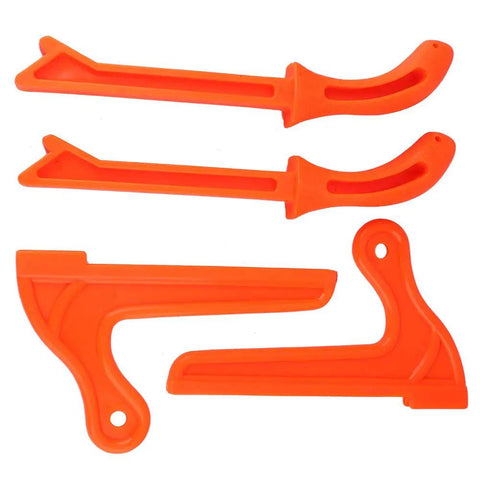 Bright Orange Safety Push Stick Set For Table Saw And Band Saw Ergonomic Handles 4 Pack Workhorse For Woodworking Carpentry Tools Jointer Router Table And Accessories, showing four bright orange push sticks with ergonomic handles for safe woodworking.