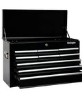 Beefy Portable 9 Drawer Tool Chest In Steel Black With Ball Bearing Drawer Slides Central Lock Two Side Handles 24 Inch Wide