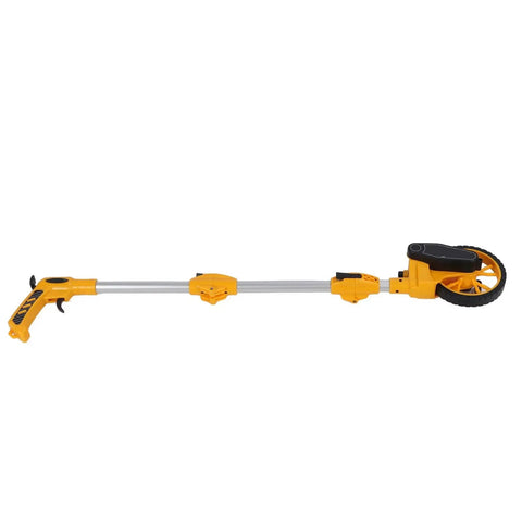 LXMJNCJP Distance Measuring Wheel 9999.9m Capacity Folding 1 Key Reset Measurement Wheel with yellow frame and handle.