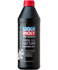 Fork Oil 7 5W Medium Light 1L Universal Shock Absorber Oil For Telescopic Forks And Motorcycles Mopeds And Other Two Wheel Vehicles Full Synthetic Lubricant, black bottle with red cap