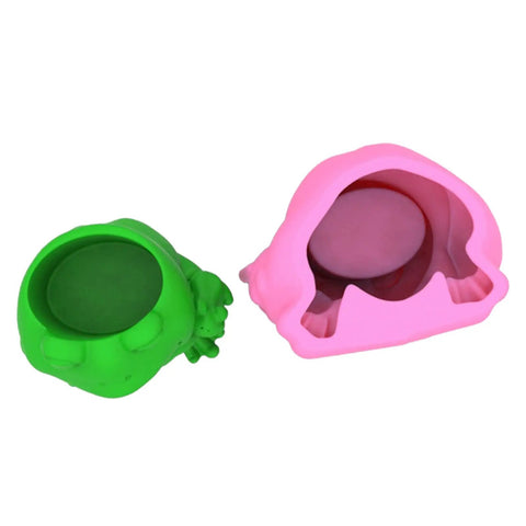 Frogs Planter Silicone Molds For Epoxy Resin And Concrete Crafts shown in two colors, used for DIY cement gypsum casts, flower vase making.