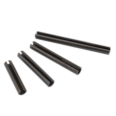 Assorted black oxide spring steel roll pins from 450 Piece Spring Steel Split Roll Pin Kit With Storage Case For Machinery And Automotive Repair Includes 2mm To 10mm Diameters And 20mm To 80mm Lengths Black Oxide Finish Pro Grade Fastener Accessory Set