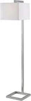 Modern Floor Lamp With Brushed Steel Finish, 64 Inch Tall, 15 Inch Square Shade, 17 Inch Extension, Sleek Contemporary Design.