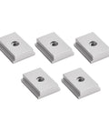 5 Pack Heavy Duty M6 Aluminum T Slot Nuts For Table Saw Sliders And T Track Runner Clamps Perfect Sled System Fitment Grey, showing five grey aluminum nuts.