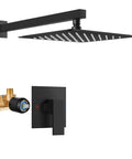 Rain Shower System With 10 Inch Dope Matte Black Finish Wall Mount Head SUS304 Stainless Steel Shower Faucet Set With Single Handle