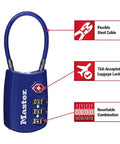 Set Your Own Combo TSA Travel Lock For Luggage And Zippers, Rugged Padlock With Cable Shackle, Colors May Vary