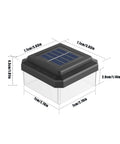 Weather Proof Fence Post Solar Lights For Backyard And Driveway Lines durable solar lamp with dimensions, solar panel on top.