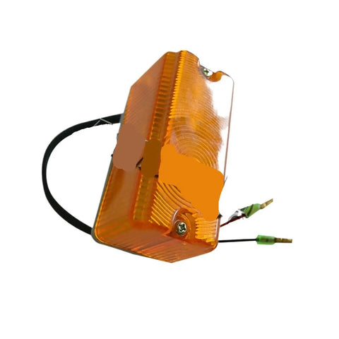 Heavy Duty Forklift Turn Signal Assembly And Headlight Electrical Component Upgrade Kit For Reliable Night Operations And Safety Compliance In The Yard, orange signal light with wires.