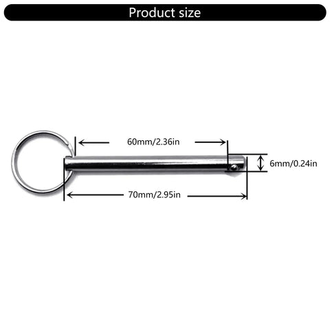 Super Cool 10 Piece Fast Release Ball Pin Kit Made From Tough Carbon Steel With Electroplate For Heavy Duty Jobs showing product size dimensions 60mm, 70mm, 6mm.