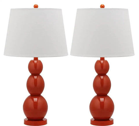 Blood Orange 3 Sphere Glass Table Lamps Modern Contemporary 28 Inch Set Of 2 With White Cotton Shade LED Bulbs Included