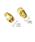 4 Pack SMA Female To RP-SMA Male RF Coaxial Adapters For Antennas And Wireless Gear with size details visible
