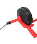 Heavy Duty Hand Crank Drain Auger Snake 10 Meter Pipe Cleaner For Home Plumbing with red ABS handle and steel coil.