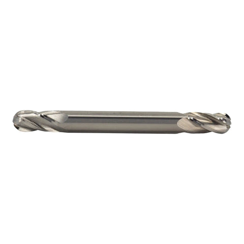 Beefy 1/4 In Shank Carbide End Mill, 4 Flute Tin Coated, Double End Stub Mill, Non Center Cutting, 2-1/2 In Overall Length