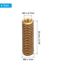 Brass threaded repair insert nut; 20 mm long, M6 external to M4 internal threads, slotted sleeve