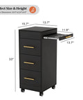 Pro Grade Salon Rolling Cart With Wheels Three Drawer Styling Station Mobile Beauty Cart With Hot Tools Holder Black front view