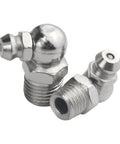 Close-up of 60 Piece Metric Hydraulic Grease Fitting Kit Galvanized Steel M6 M8 M10 Straight 90 Degree 45 Degree Angles Assortment
