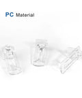 30 Pack Cabinet Shelf Clips Set With Plastic Support Pegs And Transparent Holder Pins, PC Material, close-up view.