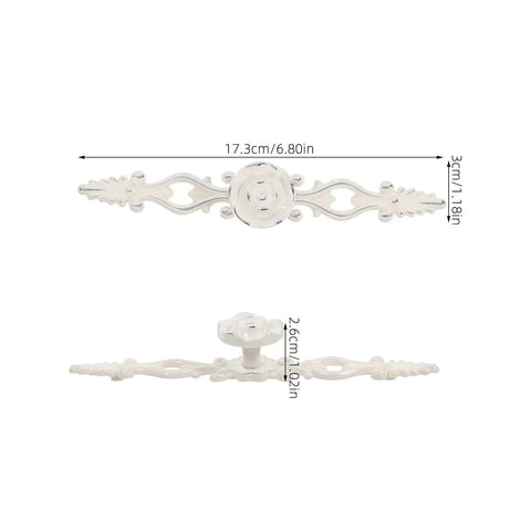 Vintage European Zinc Alloy Cabinet Handle With Floral Decorative Door Pulls For Dresser And Drawer, Chrome Ivory Finish