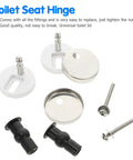 Premium Quick Release Toilet Seat Hinge Kit With Top Mount Hardware includes screws, nuts, and fittings for easy installation.