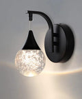 Crystal Bubble Wall Sconce With Dimmable LED 5W, 3300K Warm White, Matte Black Finish, sleek indoor wall light with crystal shade
