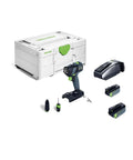 Built Tough 18V Compact Cordless Drill Workhorse Kit Featuring Quick Charge Dual Batteries with accessories and Systainer.