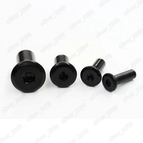 Black Stainless Steel Rivet Nuts Set, 20 Pieces, hex socket head cap screws in various sizes for furniture connectors.