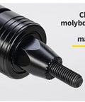 Close-up of chrome molybdenum steel mandrel on a Pneumatic Rivet Nut Gun With Self Locking Heads And Quick Change Mandrels In One Quarter Inch.