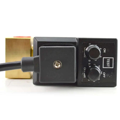 Image of Easy Install Timed Electric Auto Drain Valve For Air Lines One Quarter Inch NPT 110V With Solid State Timer Dual Drain Ports