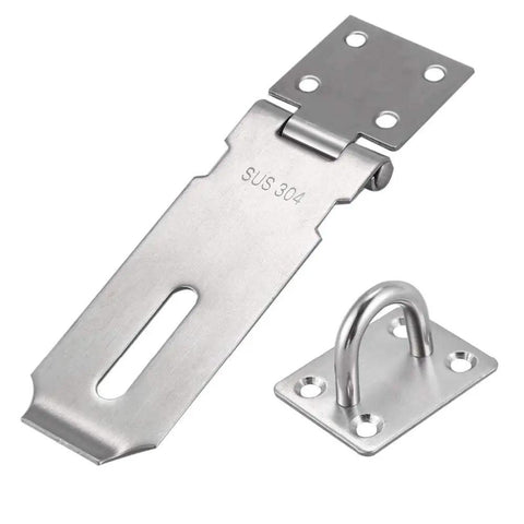 Stainless Steel 4 Inch Hasp Lock Packlock Clasp Safety Door Gate Bolt Lock Latch Includes Eight Mounting Screws Durable Silver Finish