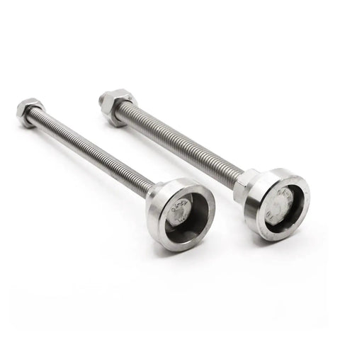 Badass Adjustable Leveling Feet Kit Featuring 30mm 304 Stainless Steel Mounting Plates, bolts for securing machinery support pads.