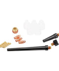 Upgrade Your TIG Game With This Premium WP9 20 Argon Welding Torch Kit featuring glass nozzles, brass clamps, and tungsten accessories.