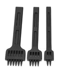 Leather Craft Stitching Punch Tool Set 3 Piece 2 Prong 4 Prong 6 Prong Chisel 4mm black steel tools with smooth handles