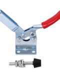 Heavy Duty 4 Pcs Toggle Clamp Set With Quick Release Lever And Super Secure Holding Power For Woodworking Welding Assembly And Shop Tasks That Need Serious Muscle And Precision Grip Any Time You Work, single clamp with red handle and zinc finish.