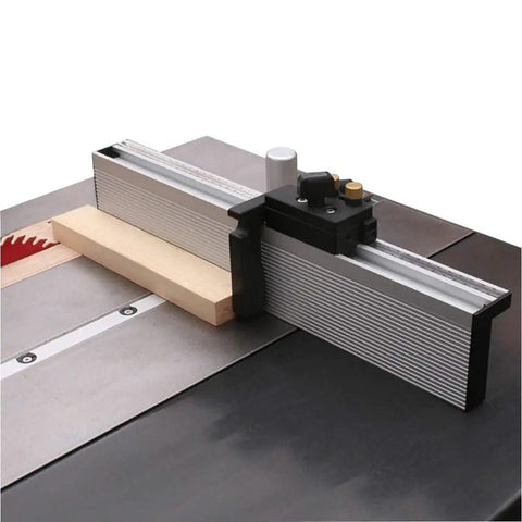 Heavy Duty Aluminum Miter Gauge Extension Fence With Slick Sliding Flip Stop Compatible With Table Saw Router Table T Track Slot Top Shelf Workshop Gear 800mm on table saw with wood piece