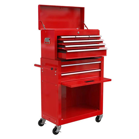 8 Drawer High Capacity Rolling Tool Chest With Wheels Removable Tool Box Combo For Workshop Mechanics And Garage Red Durable Powder Coated Steel Lockable And Spacious Storage For Pros And DIYers