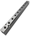 Rock Solid 10 Way Pneumatic Manifold Air Distribution Block Sports Dual G1/2 Inch Intake And G1/4 Inch Exhaust Ports, aluminum body