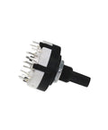 RS26 Rotary Band Switch Encoder With 4 Pole 3 Position, 2 Pole 6 Position, 1 Pole 12 Position, 21mm Handle, Plastic Case shown horizontally