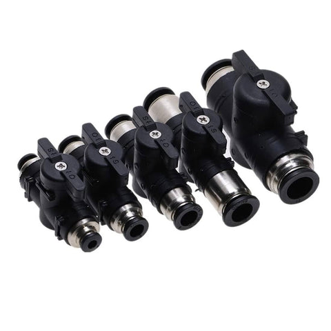 Set of Three Eighths Inch OD Pneumatic Ball Valve Push To Connect Air Flow Control Valve With Quick Lock No Tools Needed