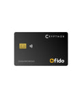 Black FIDO2 NFC Security Key For 2FA And Passwordless Login, card-format with chip, logo visible