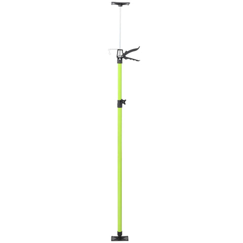 Espidoo adjustable steel support pole, neon green with clamp, for DIY cabinets, drywall, and molding.