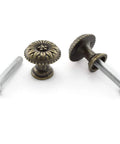 Four Pack Antique Bronze Round Flower Pattern Jewelry Box Pull Handles With Screws For Cabinet Drawer Wardrobe Zinc Alloy Knob Pull 17 X 15 Mm M4