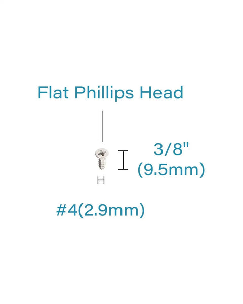 Premium 18-8 304 Stainless Steel Wood Screws 200 Pack Flat Head Phillips Self Tapping Fasteners showing 3/8 inch length and flat head.