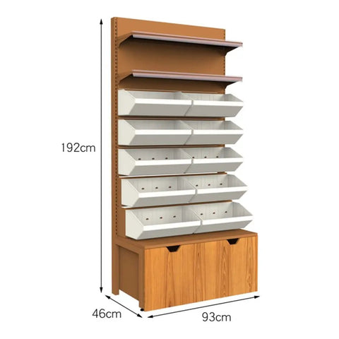 Boss Level Heavy Duty Seven Tier Metal Wire Shelving With Durable Wood Boards No Sweat Adjustable Industrial Garage Storage Rack For Warehouse Pantry And Home Basement 192cm tall with white bins.