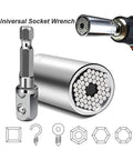 Universal Socket Wrench Head Set Two Piece Drill Adapter Kit 7mm To 19mm Nut Driver Magic Grip Spanner Key Tool image