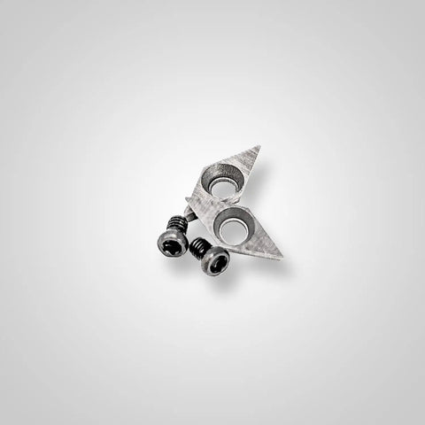 Straight Shooter Indexable Carbide Countersink Drill Combo 5/32 By 1/2 Inch cutting blades and screws placed on gray background.
