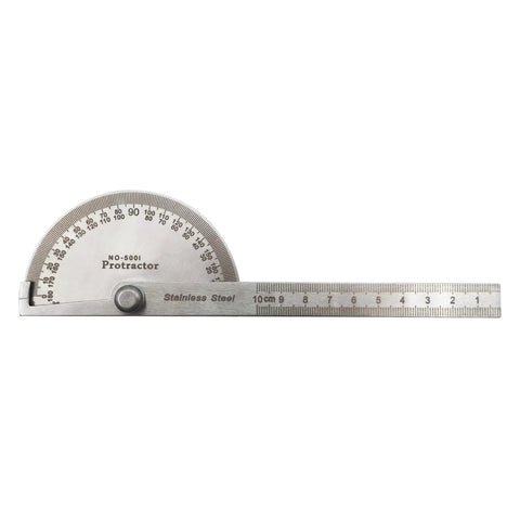 Rock Solid Stainless Steel Angle Protractor Ruler for Quick Carpenter Measurements and Construction Layouts, 10cm ruler, accurate readings.