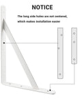 Heavy Duty 12-Inch By 8-Inch Shelf Brackets With 600 Lb Capacity 10 Pack, white metal L-bracket installation guide shown.
