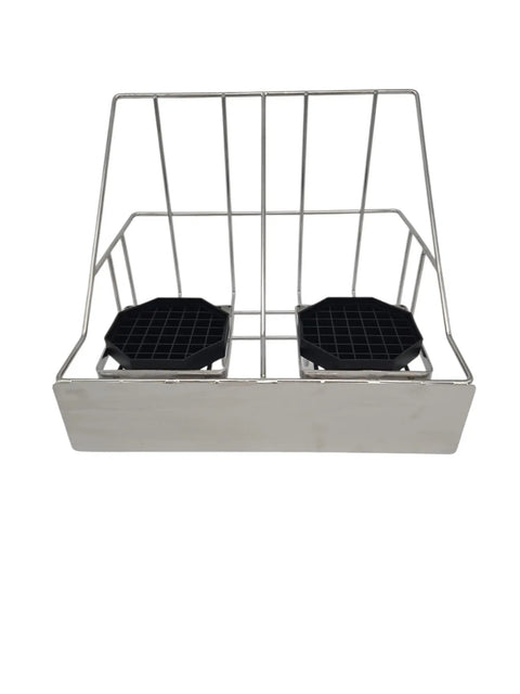 Airpot Beverage Dispenser Stand With Black Drip Trays Pro Grade Durable Coated Metal Rack For Coffee Stations Built To Last Keeps Drinks Handy Mess Free And Looking Sharp In Busy Kitchens, dual tray