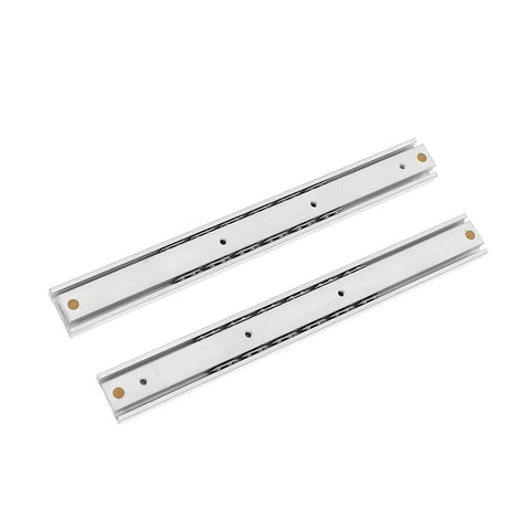 Two Pack Heavy Duty Drawer Slides For Cabinets Extended Rails With Alloy Construction Bidirectional Smooth Sliding Tracks Durable Mini Cabinet Hardware For Small Spaces 10x1.6cm Size shown in silver color